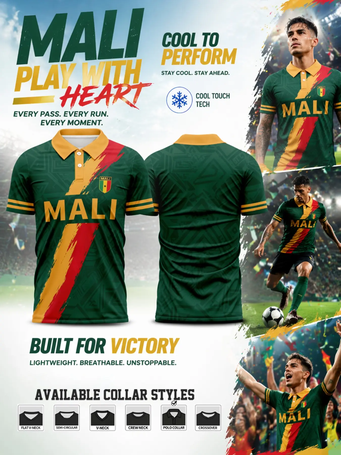 2026 Mali Football Jersey, Short Sleeve High Performance, Deep, Tribal Geometric Pattern, Quick Dry, Breathable, Sporty Style