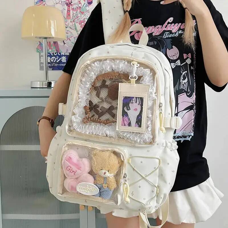 New Y2K Cute Ita Backpack Large Capacity Commute Rucksack Girl Transparent DIY Display Knapsack Outdoor Fashion Travel Schoolbag