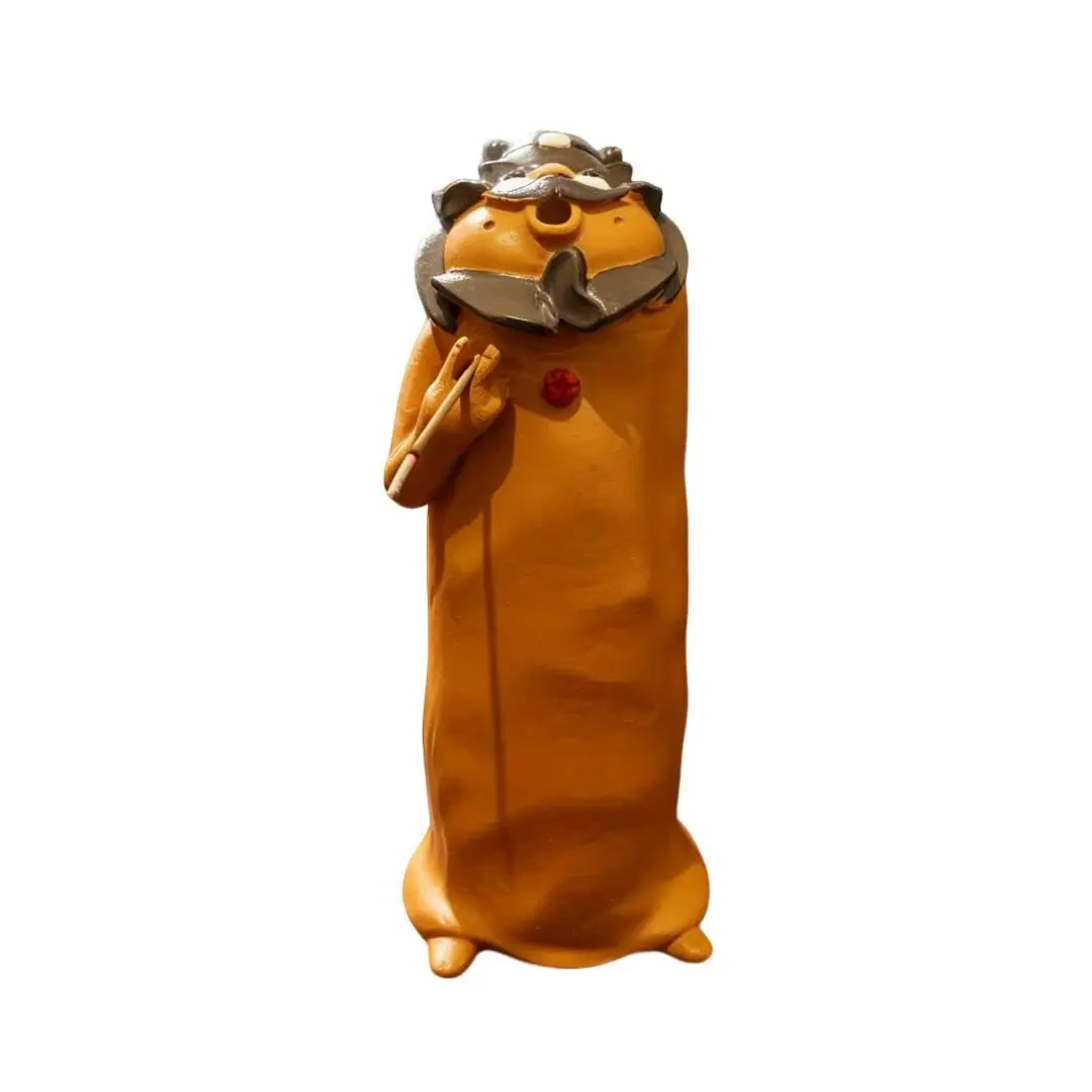 Cute Ugly Ceramic Backflow Incense Burner, Funny Character Incense Stick Holder, Decorative Incense Holder for Home Office Tea Room Desk Decor, Unique Gift Light
