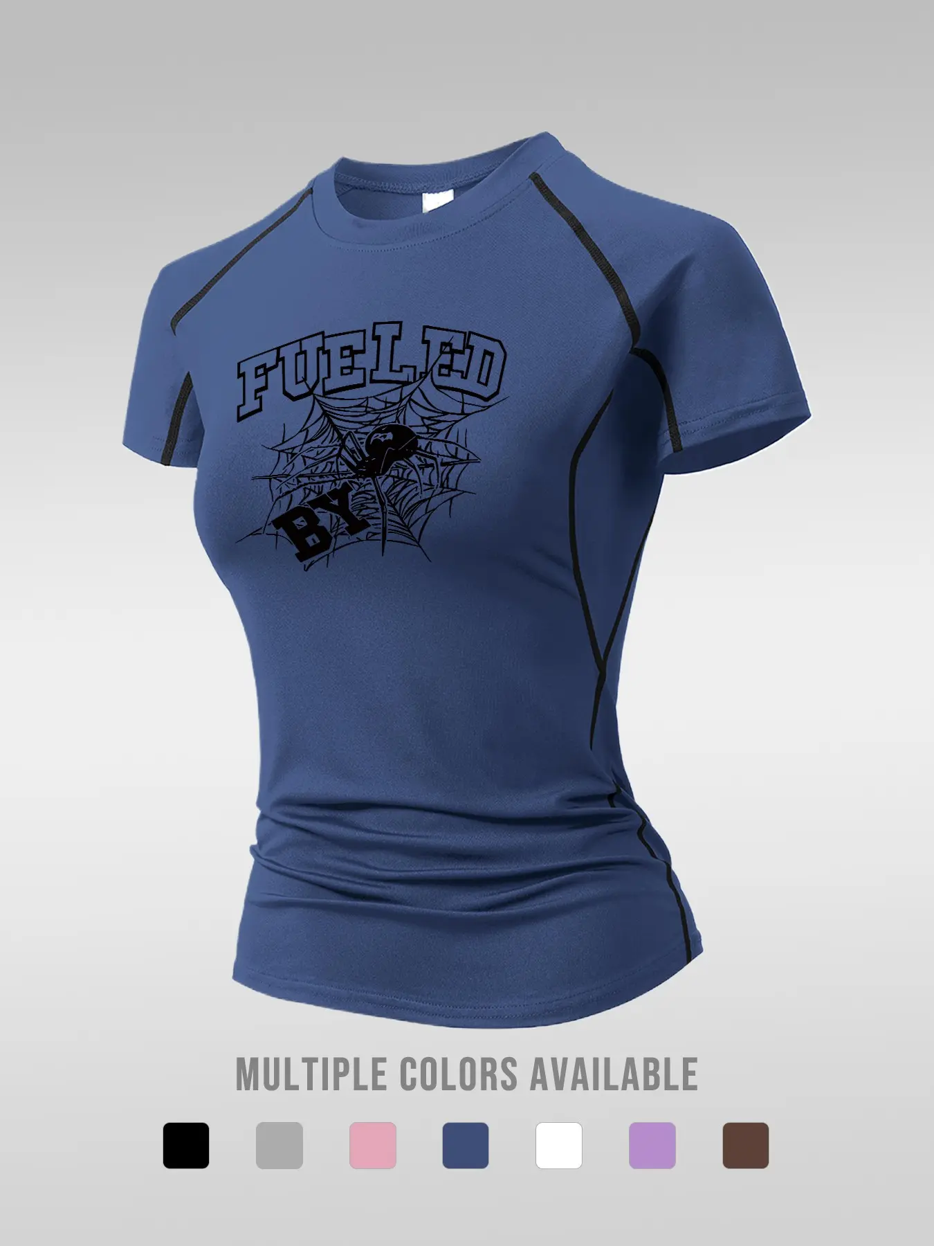 Spider Print Y2K Fashion Women's Short Sleeve Sporty Top, Summer Quick-Dry Breathable Stretch Tight Fit Workout Shirt, Yoga Running Fitness Training Gear