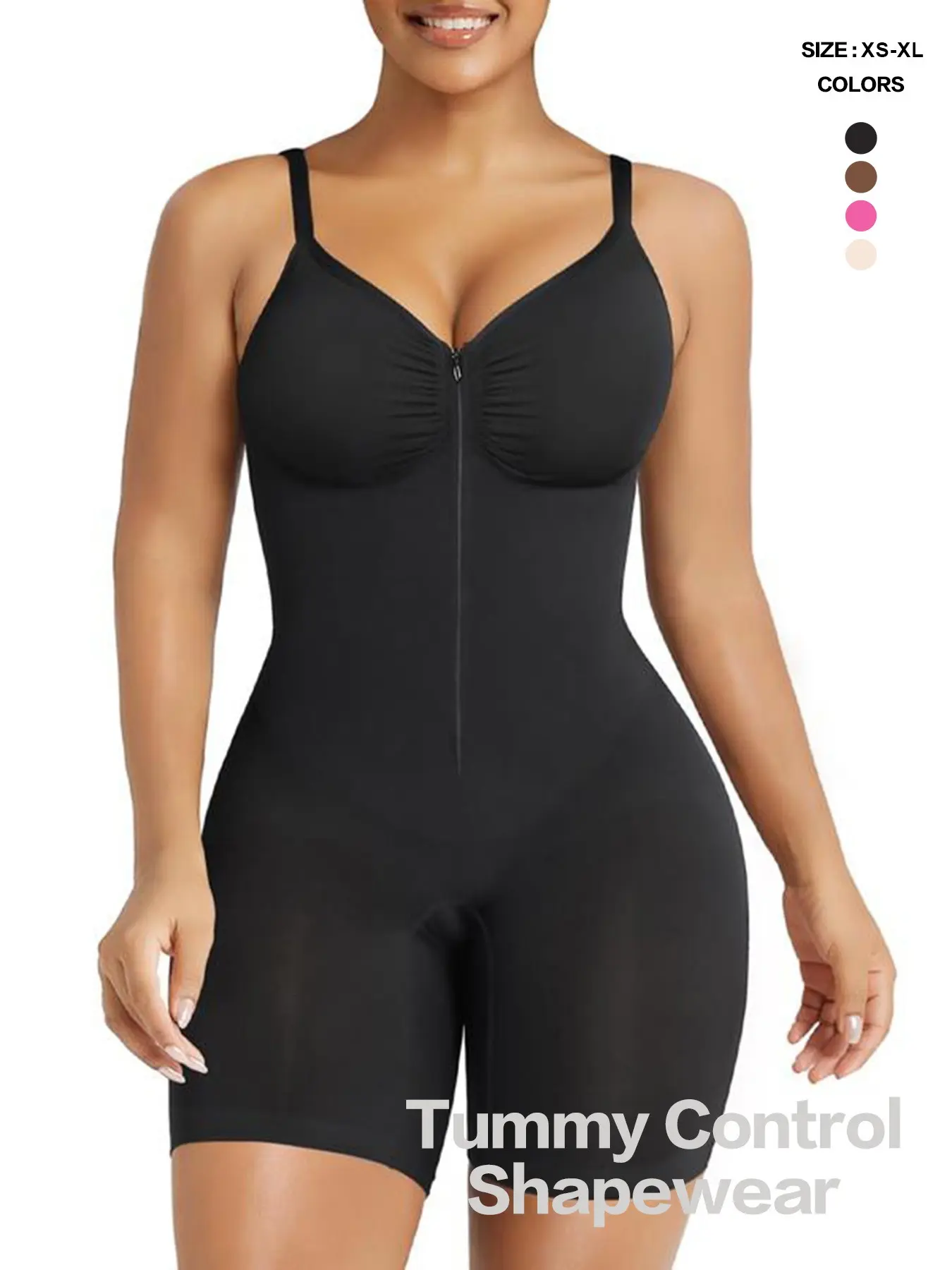 Women's Seamless Bodysuit, All-In-One Shapewear, Sweetheart Neckline, Slimming Cut, Breathable, Comfortable, Sleeveless, Zipper Closure