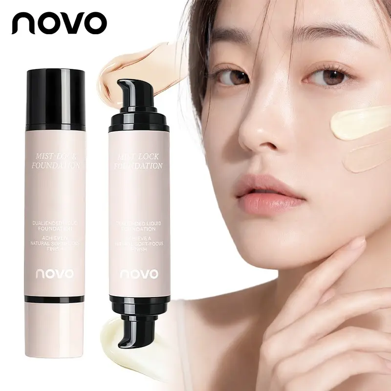 NOVO Dual-Ended 2-in-1 Soft-Focus Foundation: Oil-control, waterproof, high coverage, and long-lasting. Portable travel size—perfect for Valentine's Day. Use it and your girlfriend will look amazing; don't use it, and she won't.