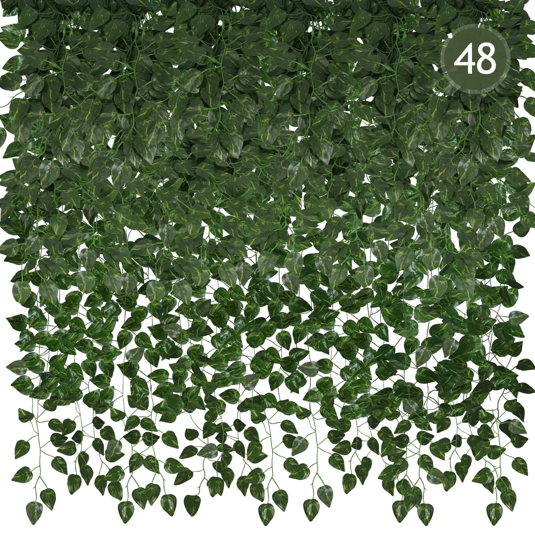 24-Pack 7.2ft Plastic Silk PE Blend Decorative Greenery Ivy Garland - UV-Resistant Hanging Fake Vines with Realistic Leaves, Indoor/Outdoor Home Decor for Wedding Backdrop