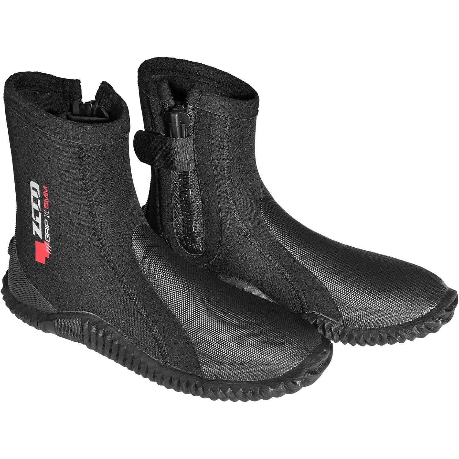 5mm Black Neoprene Dive Boots for Men & Women, Tall Wetsuit Shoes with Side Zipper and Anti-Slip Sole for an Adjustable, Secure Fit, Adjust The Fit, Anti-Slip Design, Durable And Flexibility, Easy On Easy Off, Diving, Unisex, Good For Surfing