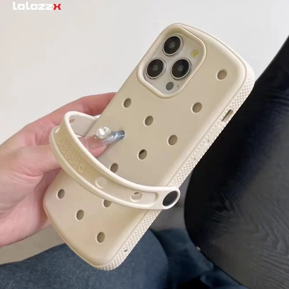 Creative Slippers DIY for Crocs Charms Silicone Case Breathable,Shockproof,Soft Cover for iPhone 16 15 14 13 12 17 Pro Max Plus, Accessories, Luxury