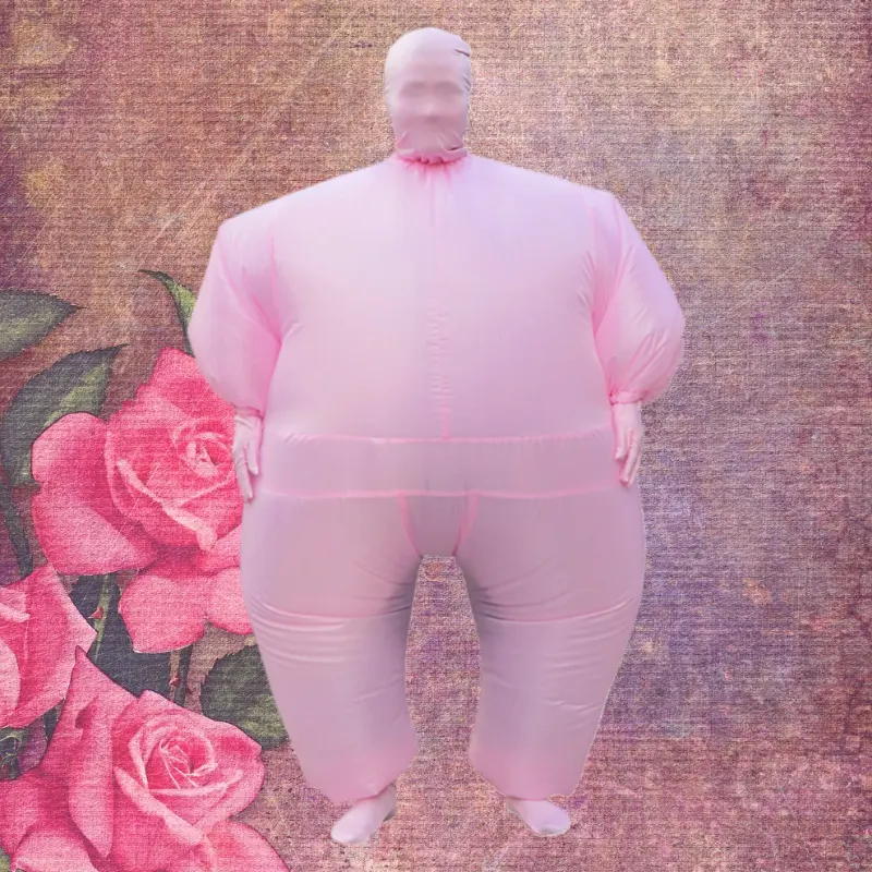 Halloween White Silicone Inflatable Costume Funny Masked Inflatable Doll Suit Party Show Prop