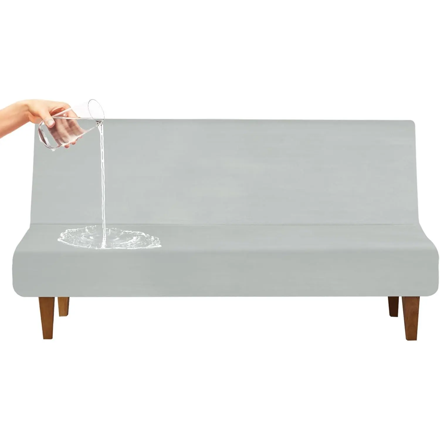 Waterproof Futon Cover for Armless Sofa Bed, Leakproof and Scratch-Resistant Futon Mattress and Couch Cover Protector for Kids, Cats and Dogs, Gray