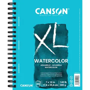 Canson XL Series Watercolor Paper, Wirebound Pad, 7x10 inches, 30 Sheets (140lb/300g) - Artist Paper for Adults and Students - Watercolors, Mixed Media, Markers and Art Journaling