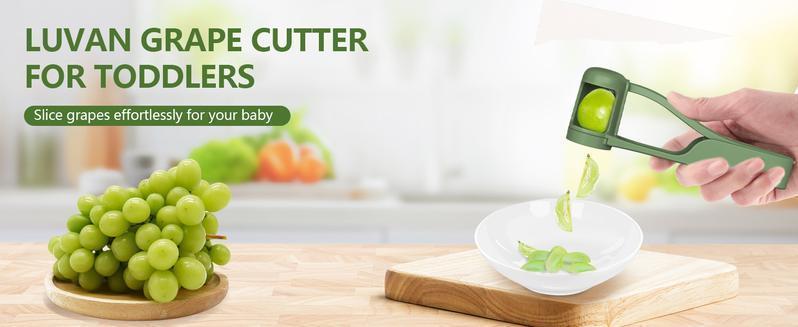 Safe Toddler Grape Cutter for Ages 1-3, Stainless Steel Fruit Slicer for Grapes, Cherry Tomatoes & Blueberries, Lightweight Baby Food Prep Tool for Salads & Snacks