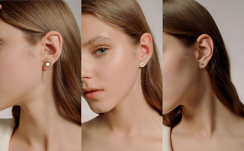 FIBO 10 Pairs Elegant Ear Clips for Women Clip on Earrings CZ Flower Simulated Freshwater Pearl Twist Knot Clip Earrings Sets