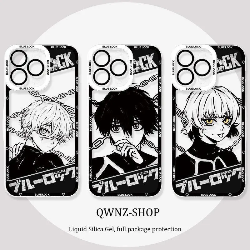 Cool Blue Lock Japan Anime Phone Case iPhone 17 Promax 17Air 16 Plus 15 14 13 12 11 Pro - Transparent soft TPU Shockproof Protective Cover Gift For Birthday Halloween Christmas