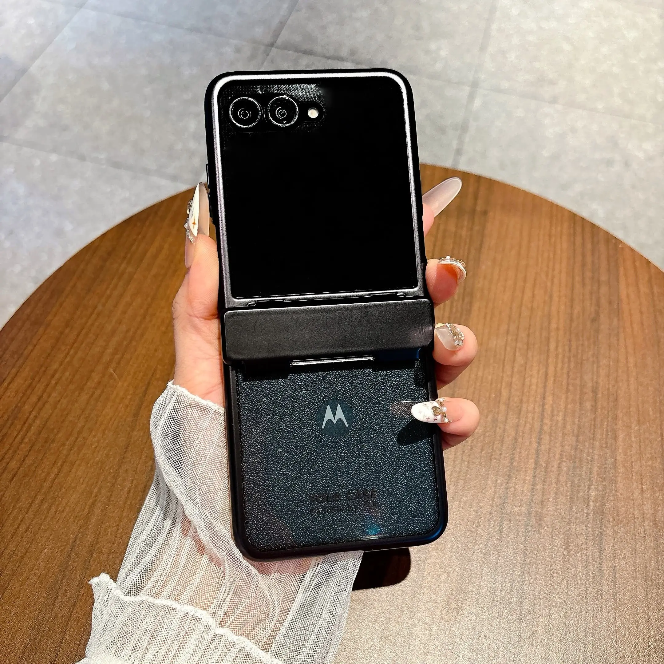 Electroplated Metal Frame Full Coverage Hinge Phone Case, Integrated Stand, Transparent Top Cover, Shockproof, Multi-Color, Motorola Razr Series