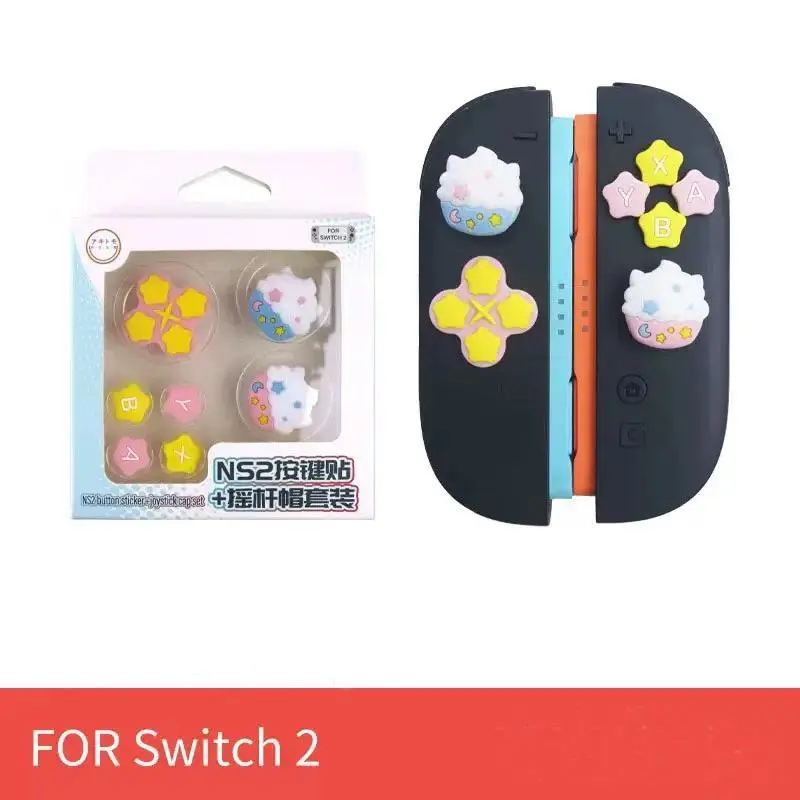 Silicone Soft D-pad Joystick Cross Button ABXY Key Sticker Skin Case For Switch 2 Joy-con Thumb Stick Grip Cap Cover