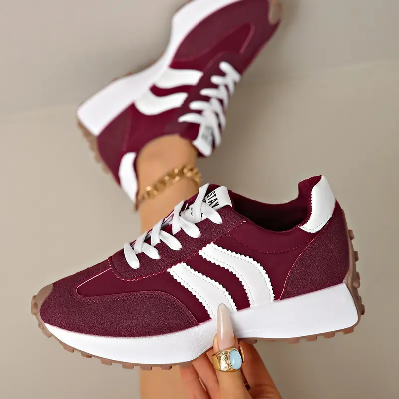 Women's Casual Sport Shoes, Spring Fall Elegant Fashion, Round Toe Low Top, Lace-Up Thick Sole, Breathable Outdoor Running Shoes, Athletic Running Trainers
