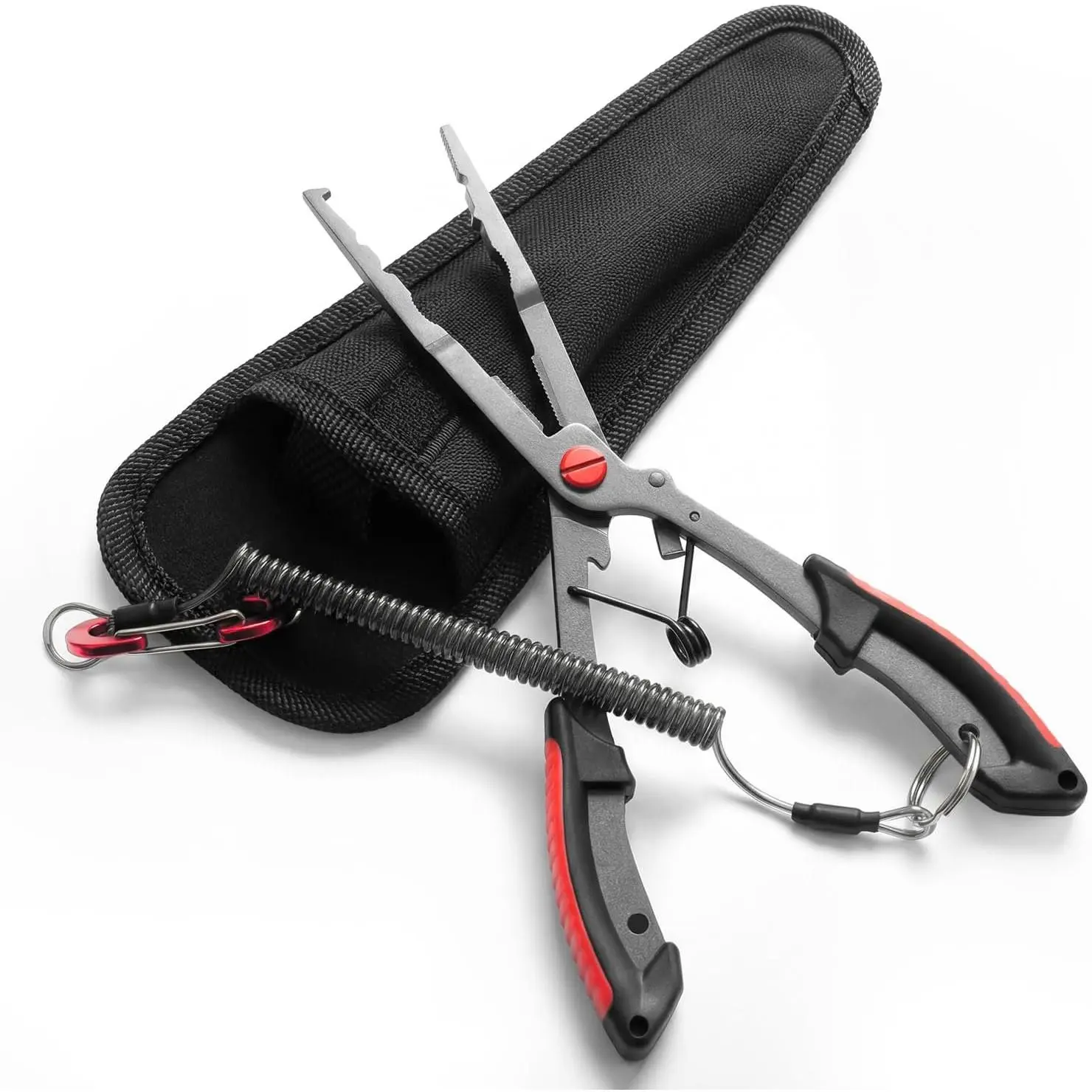 Fishing Pliers 8.4” Long Nose Multi-Function Fishing Tool – Stainless Steel Hook Remover, Line  & Split Ring Opener with Safety Lanyard for Freshwater & Saltwater Fishing