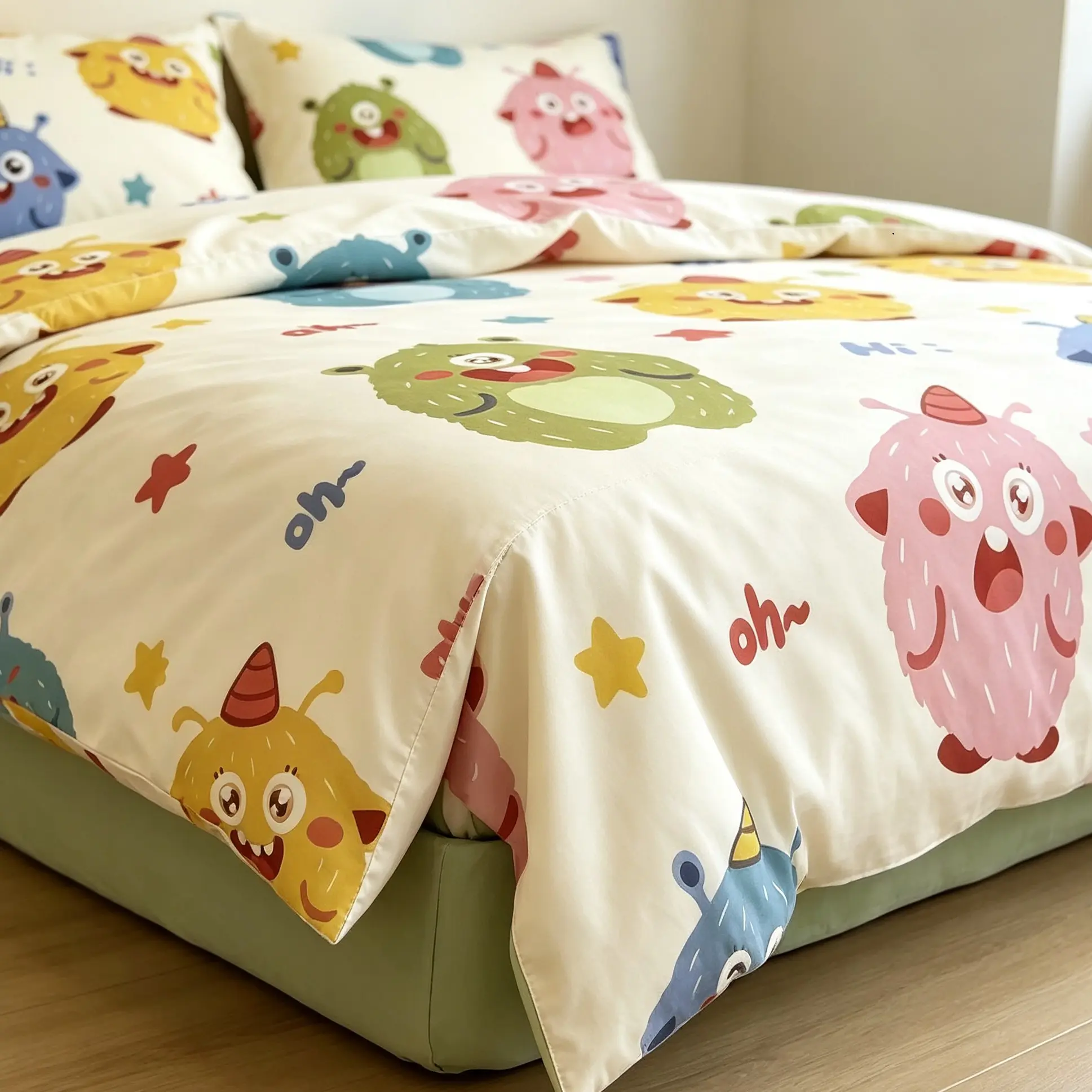 Cute Monster Bed Sheet 150x230cm, Soft and Cozy Design, Perfect for Kids' Bedrooms, Durable Material, Easy Care Maintenance