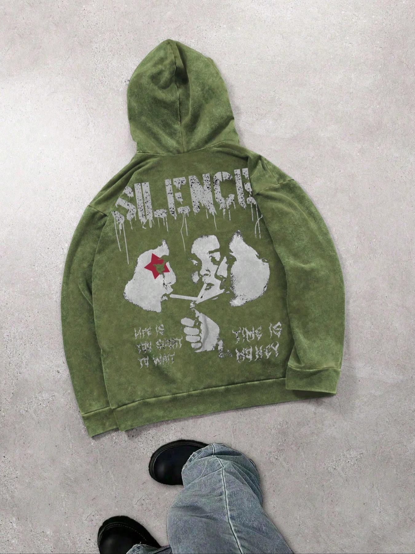 Men's Regular Fit Graphic Print Hoodie, Casual Comfy Hooded Sweatshirt for Daily Wear, Men's Clothes for Winter, Cotton