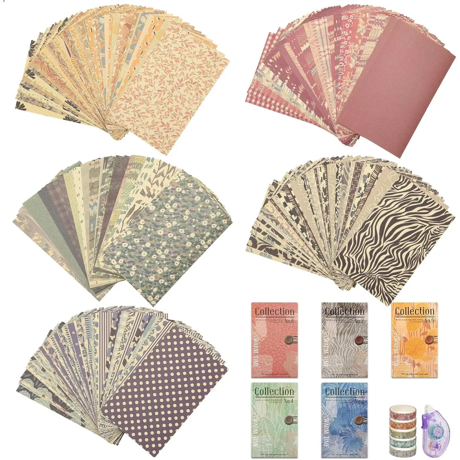 300 Sheets  Scrapbook Paper 5.1x3.1 Inch  Special Decorative Paper for Junk Journal DIY Card Making, Scrapbooking, Photo Albums, Wall Art & Collage Kit, Cottagecore Aesthetic Room Decor