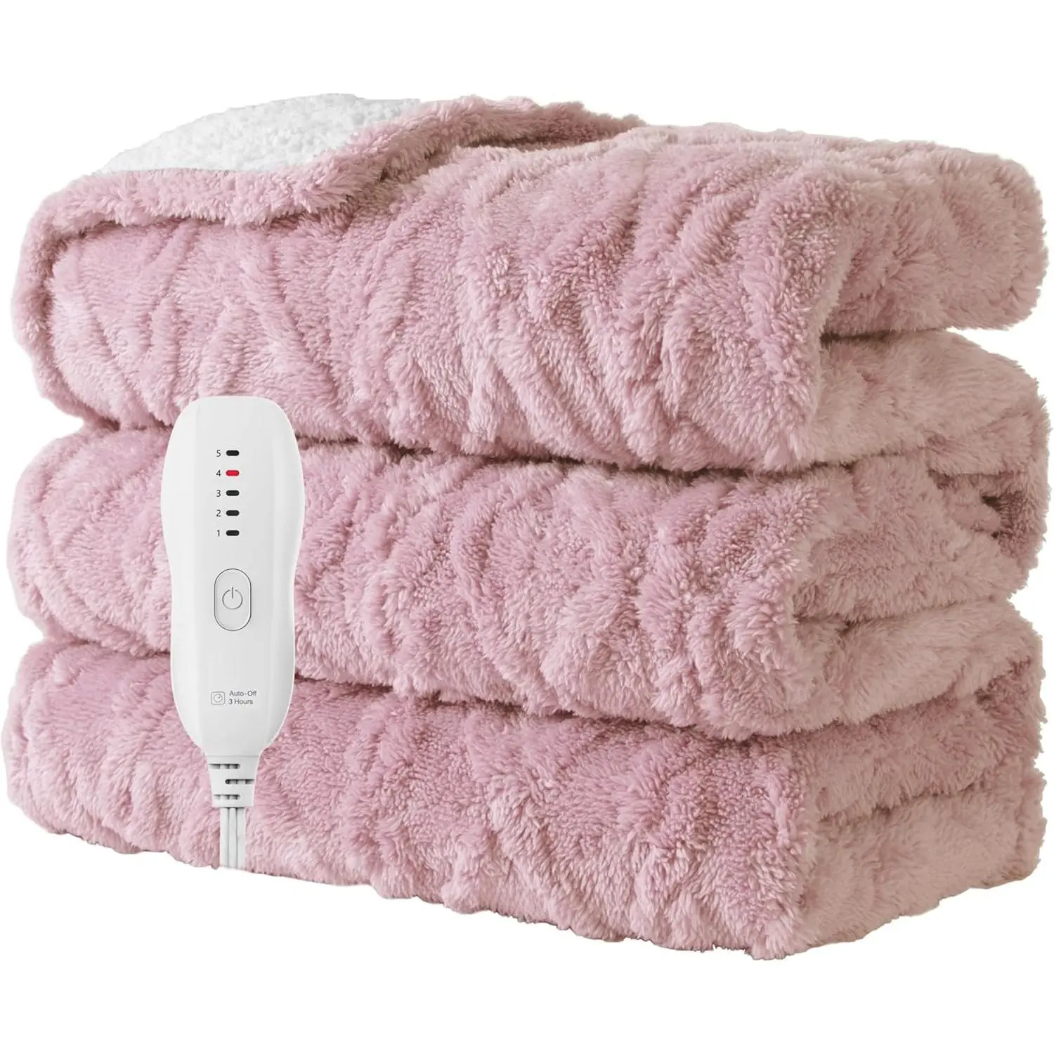 Women's Soft Heated Throw Blanket - 50"x60", 5 Heating Levels, 3-Hour Auto-Off Timer, Machine Washable (Pink)