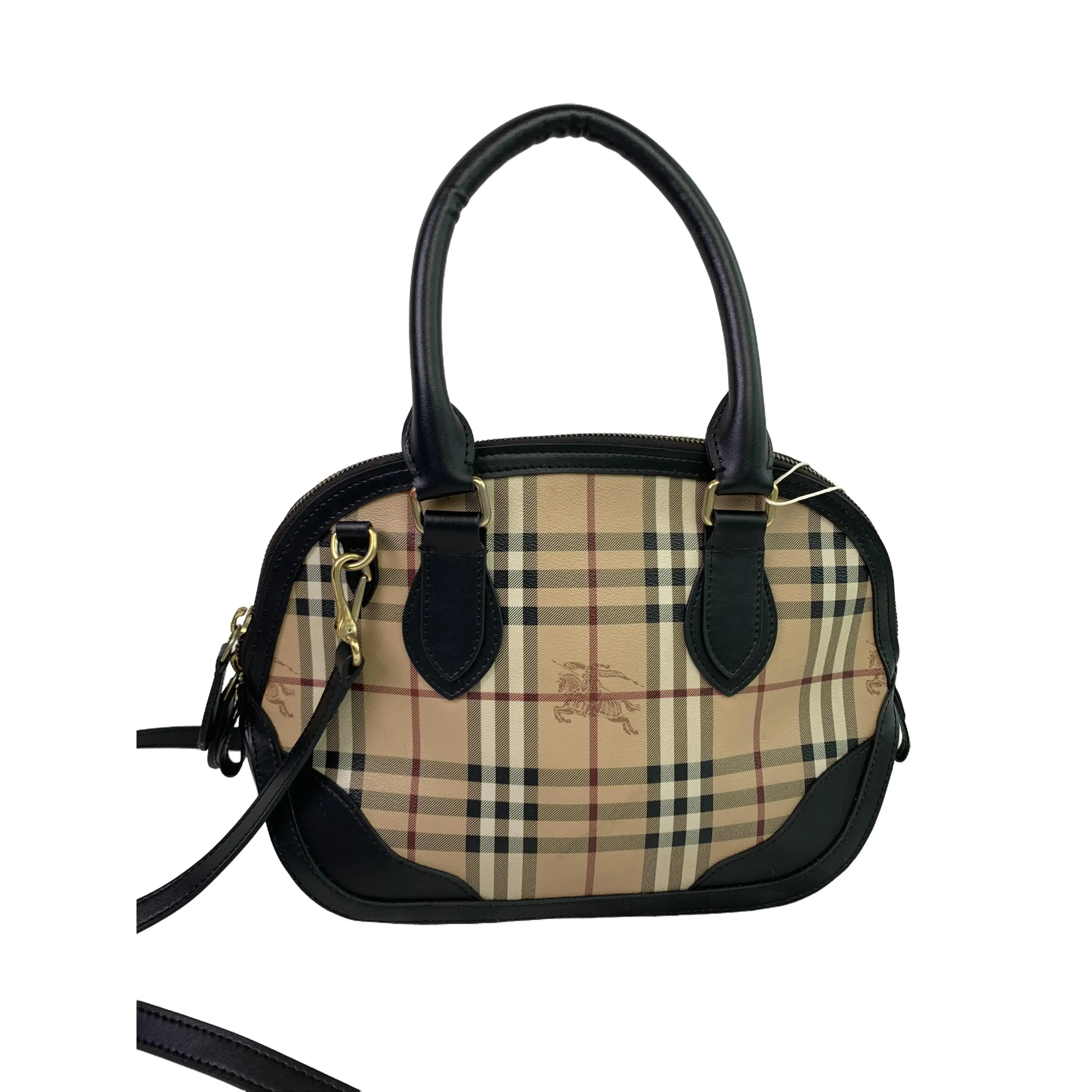 Pre-owned BURBERRY Haymarket Check Two Way Dome Satchel Bag/AR03624507/4507