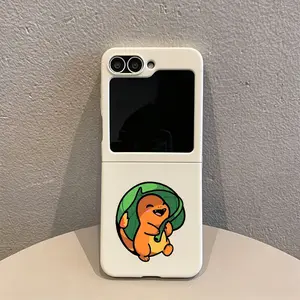 Happy Charmander With Leaf TPU Strap with Snap Fastening - Fashionable Phone Case. Suitable for Samsung Galaxy ZFLIP 76 5 4 3, Motorola RAZR 60 50 40 Super Edition, and Motorola RAZR 60 Pro shock-resistant phone cases.
