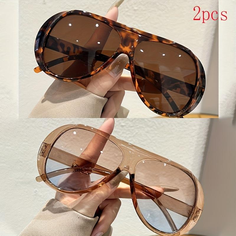 2pcs Set: Oversized Frame Design, Multiple Color Options, Stylish Large Frame Glasses