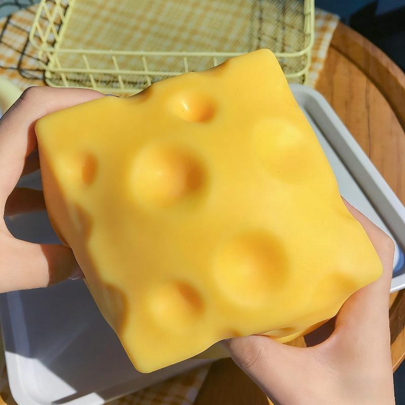 Giant Cheese Squeeze Toy Extra Large Size Cheese Squishy Fidget Toys Slow Rebound Shapeable Venting Ball for Adults Gifts