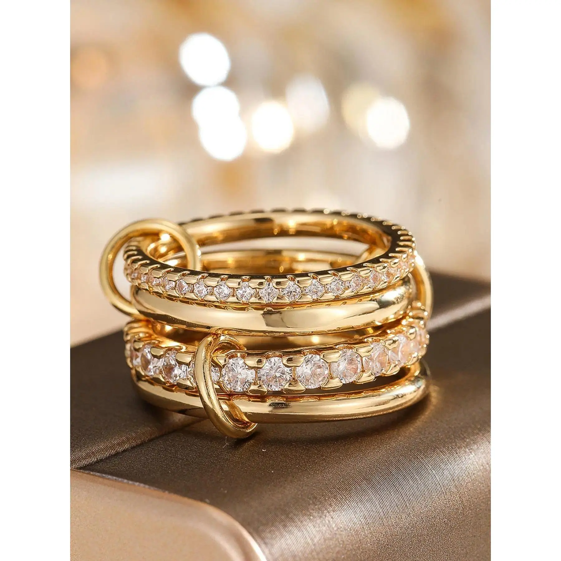Women's Elegant Rhinestone Decorated Ring, Exquisite Trendy Ring, Fashionable Jewelry for Women As Gift, Statement Multi Ring, Beautiful Rings