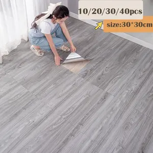 30*30cm/11.81*11.81inch Self-Adhesive Wood Grain PVC Floor Tiles, Peel And Stick Floor Tile Waterproof, Durable Waterproof Anti-Slip, Easy Install, Home Renovation, Suitable For Walls And Floors In Living Rooms, Bedrooms And Kitchens