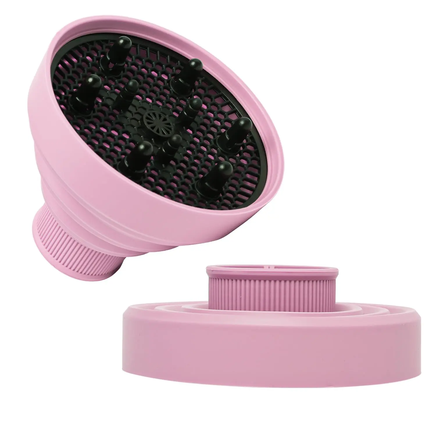 Universal Collapsible Hair Dryer Diffuser Attachment-Foldable Portable Travel and Easy Storage Hair Diffuser Fit Most Hair Dryers with Nozzle Diameter D-1.575Inch to 1.968 Inch (4-5cm)- Pink