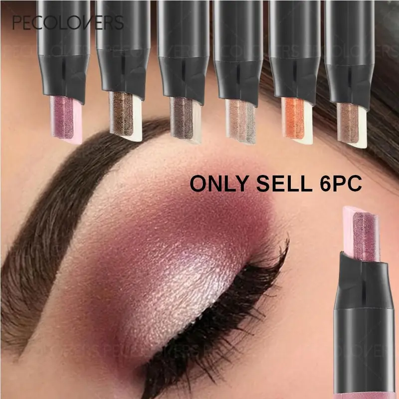 6 Pcs/Set Long-Lasting Glitter Two-Tone Eyeshadow Stick, Multichrome Shimmer Metallic Gradient, Waterproof 2-in-1 Eye Makeup Pen, Eye Shadow Sticks