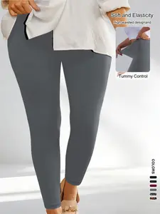Women's Plus Size High Elasticity High Waist Tight Fit Pants, Non-Transparent, Anti-Pick, Perfect for Daily Wear, Christmas Choice, Bottom Legging
