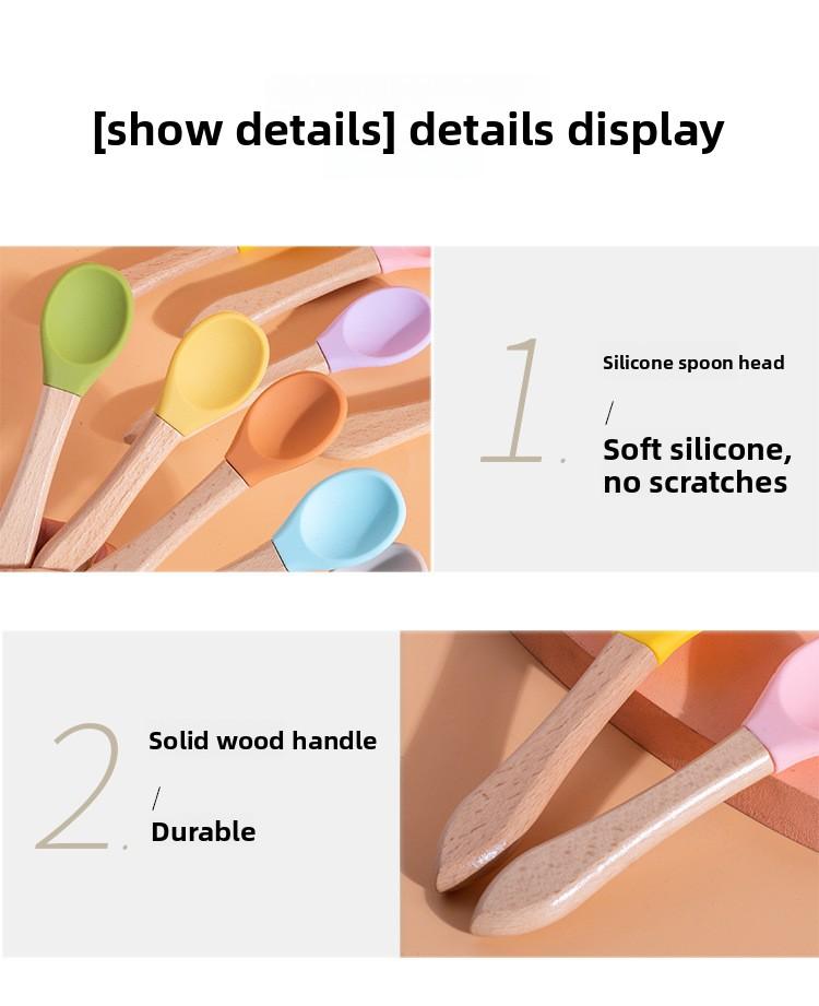 SoPets Pet Food Spoon Silicone Cat Feeding Scoop for Wet Food Canned Food with Wooden Handle Safe Dishwasher Friendly Pet Supplies Automatic Feeder Accessories