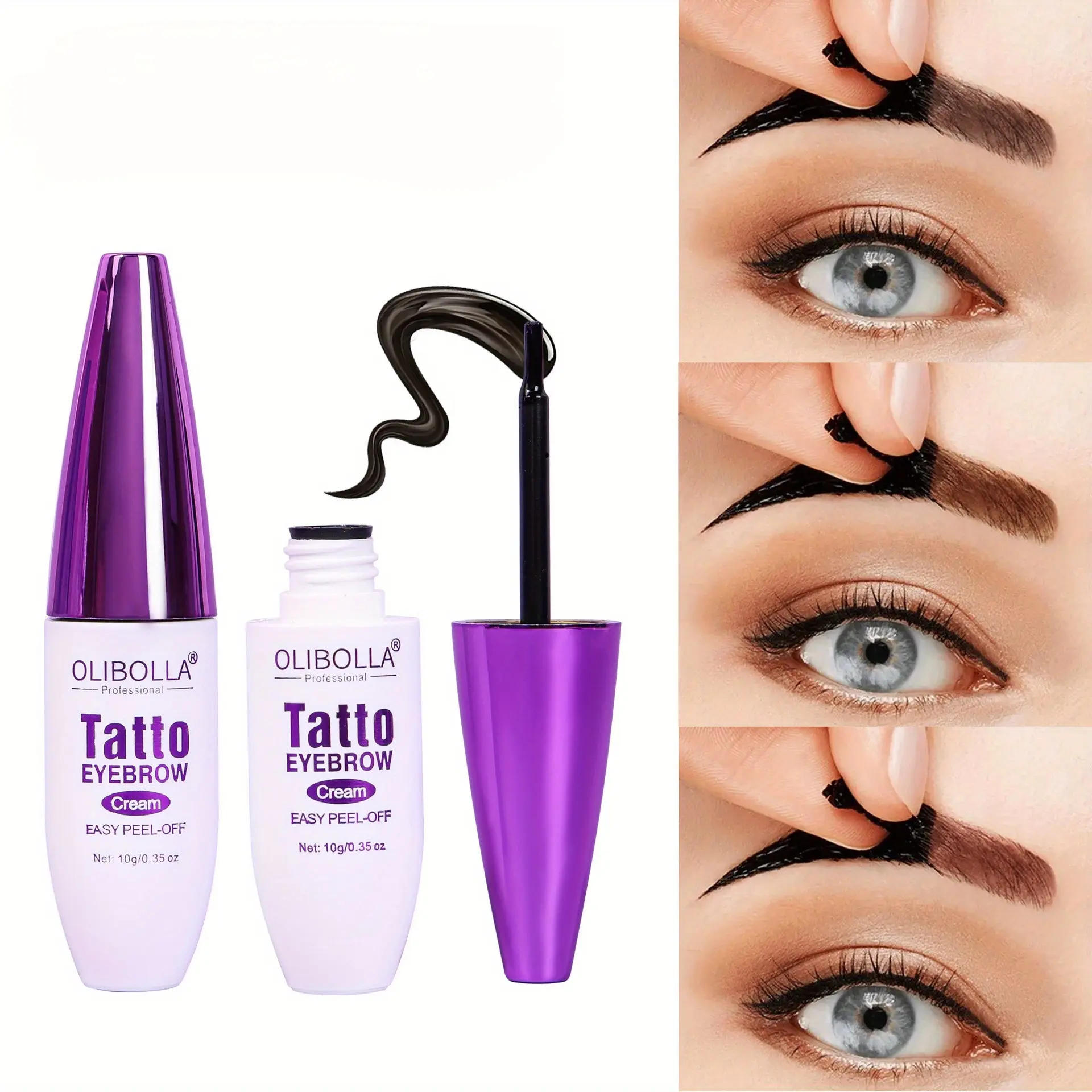 Tear off Dyeing Eyebrow Paste, Peel off Eyebrow Adhesive, Long-Lasting Waterproof, Non Fading, Semi Permanent Eyebrow Makeup, Eye Brow Tint