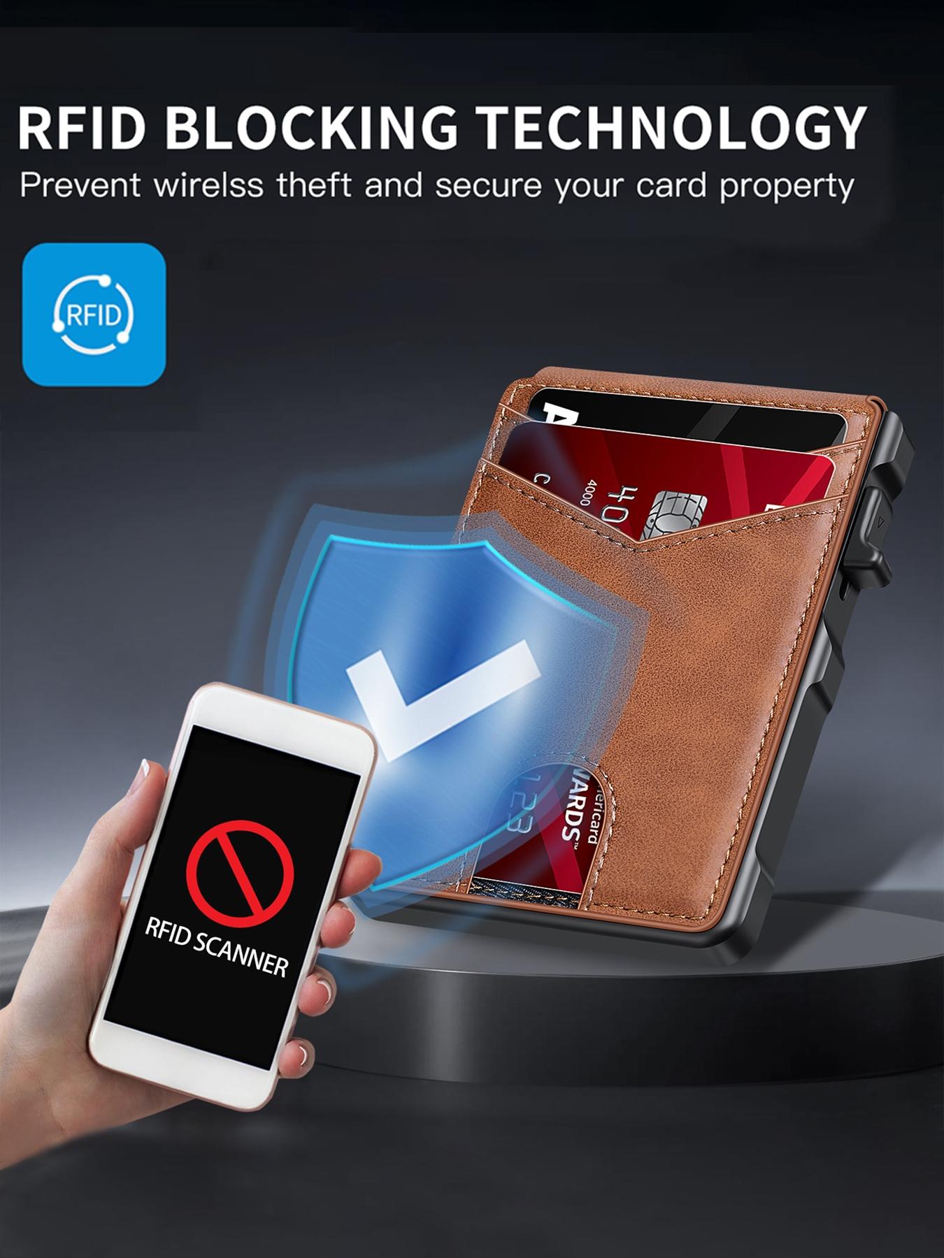 Men's Minimalist Ultra-Thin Wallet, Holds 9-13 Cards, Money Clip & ID Window, Aluminum Alloy Dual-Fold RFID Blocking Design, Durable Bifold Wallet