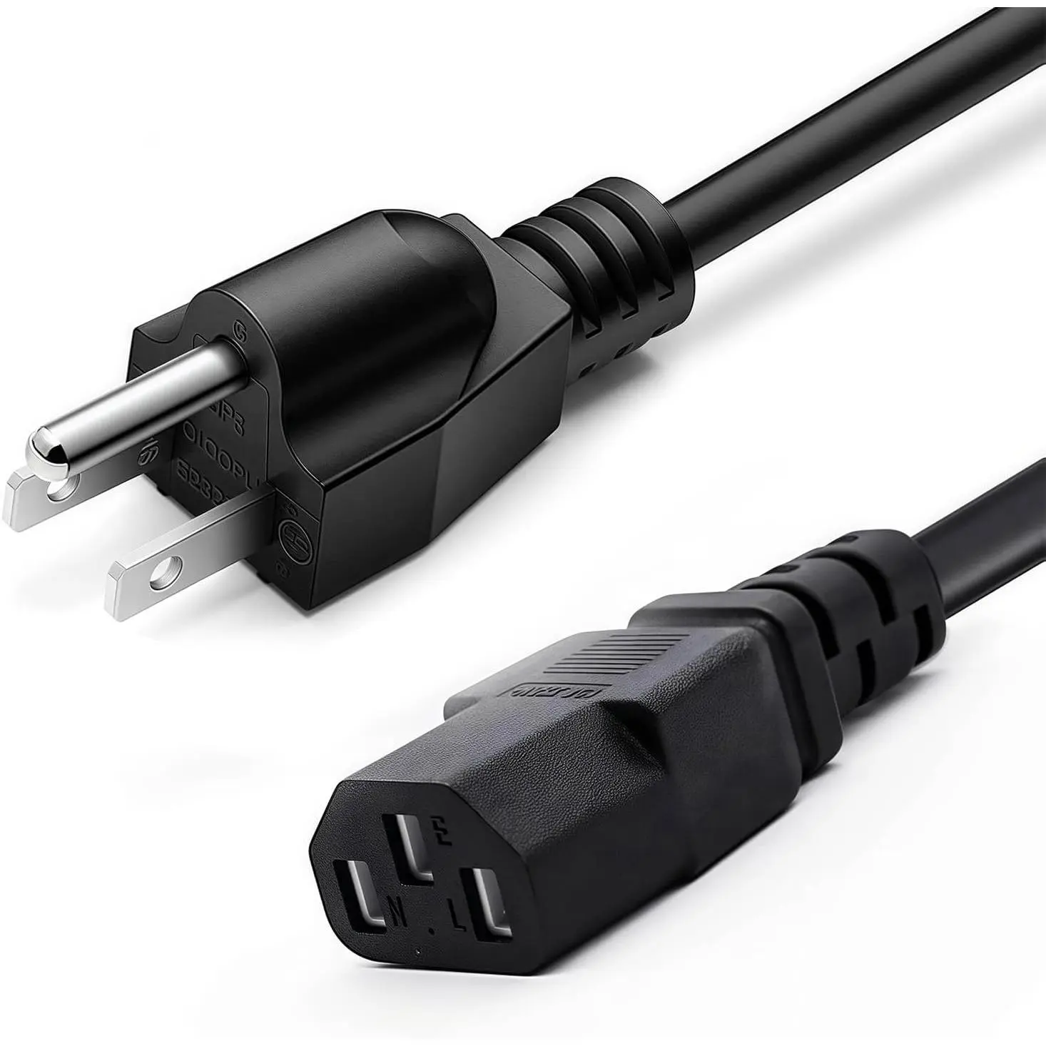 3 Prong AC Power Cable 1.5m, 5 Feet 125 Volts 10 Amps Power Cord| Made for Electronics, Dekstop PC, TV, Computer, Printer, Radio, Monitor, Sceptre, Samsung, Dell, Panasonic, Vizio, LG, Asus
