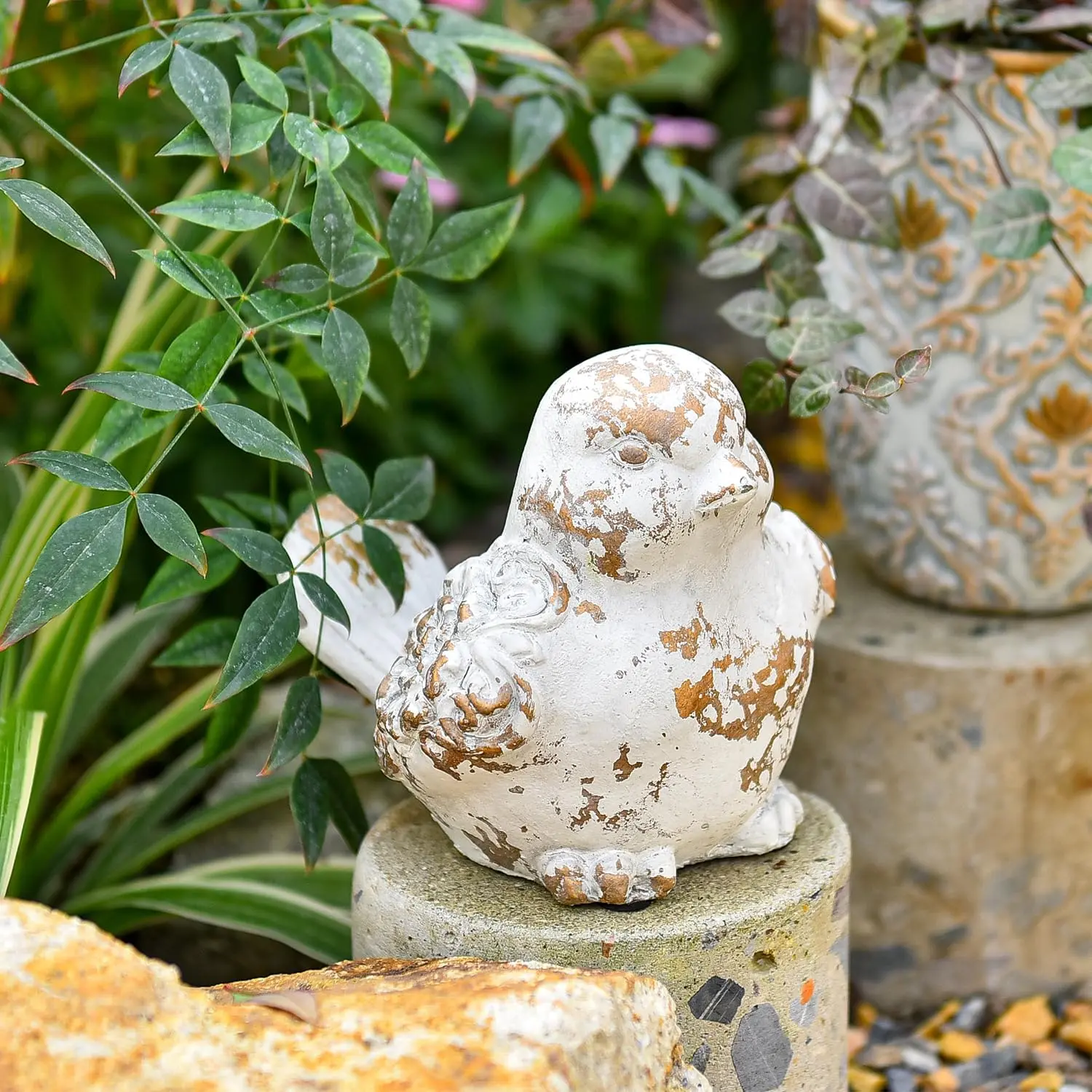 Cement Garden Bird Statue  Figurine Indoor Outdoor Decor | Funny Garden Sculpture Ornament  Gardening  for Backyard Landscape Table Display