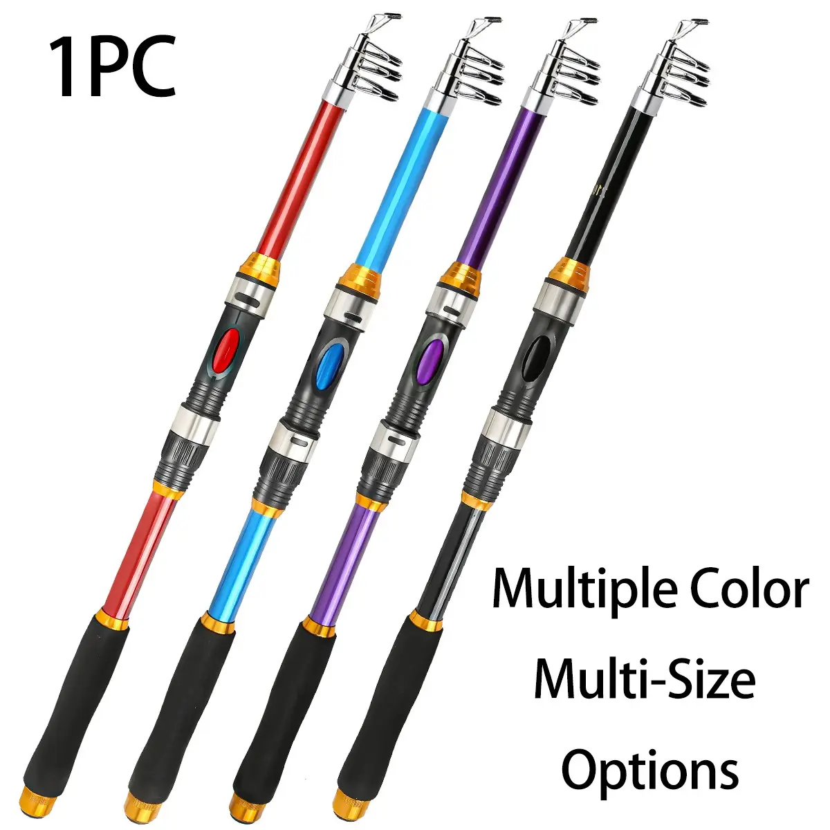 Multi-Color Glass Fiber Telescopic Fishing Rod, Portable Travel Fishing Rod, Saltwater & Freshwater Universal Beginner Fishing Gear, Telescoping Rod