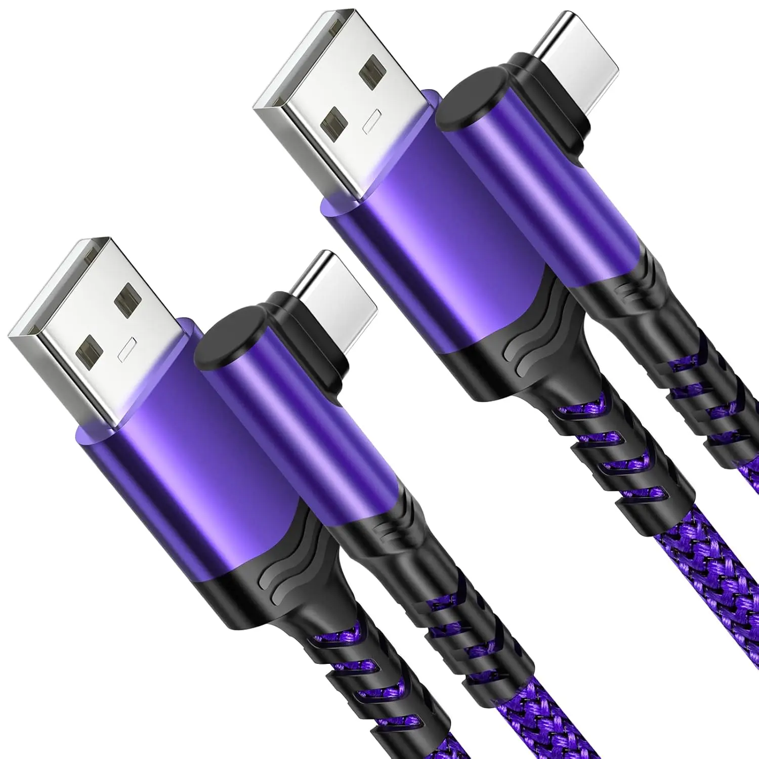 Type C Charger  , Right Angle USB to USB C  [10ft] Braided Cord Compatible with  16/15, Galaxy S24/S23/S22/S21 FE/S20/S10/S9/S8, Note 9/8, A15/A14/A03s [2Pack,]