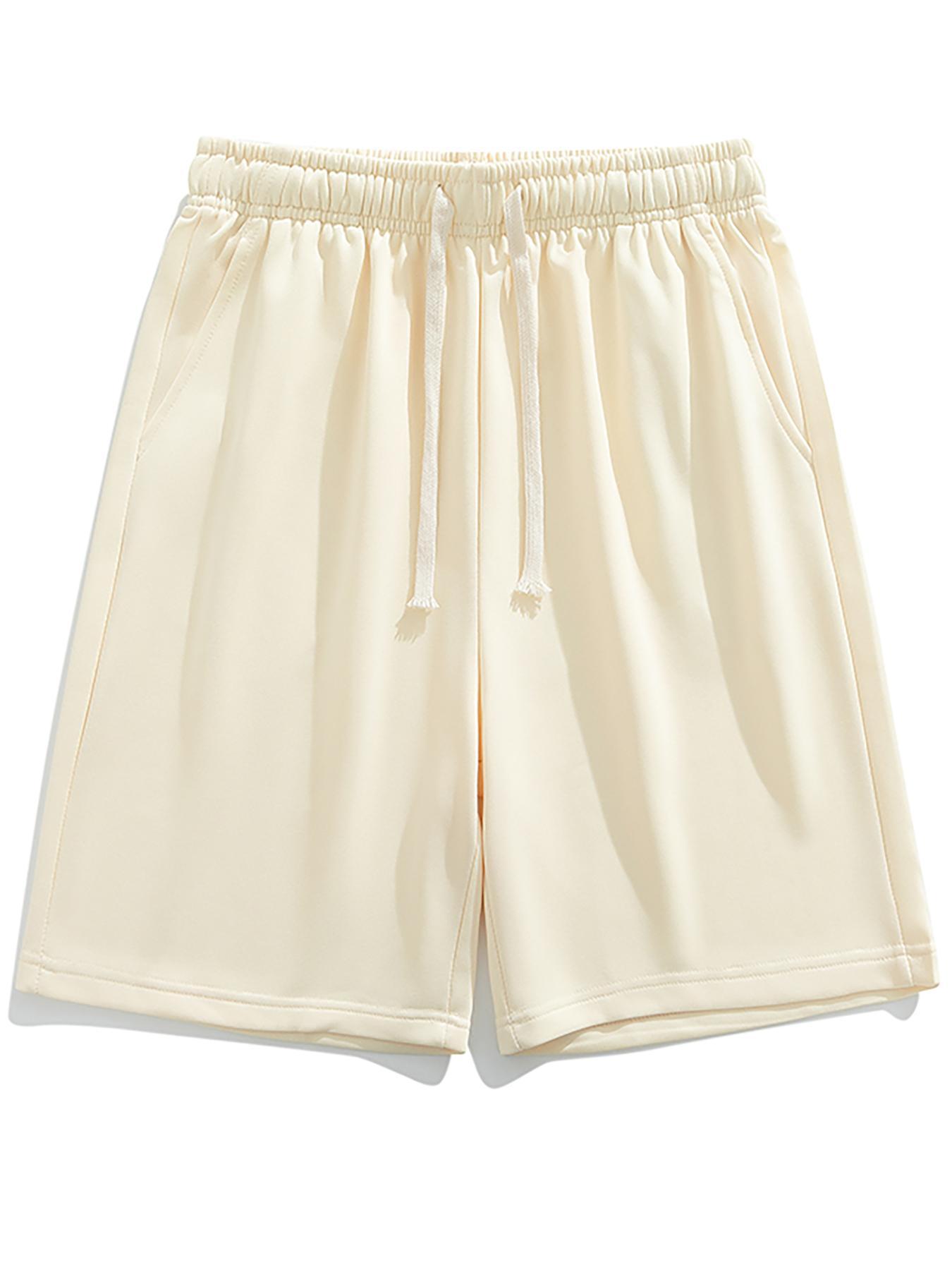 Men's Solid Color Drawstring Waist Shorts, Casual Regular Fit Pocket Shorts for Summer, Men's Bottoms for Daily Wear.