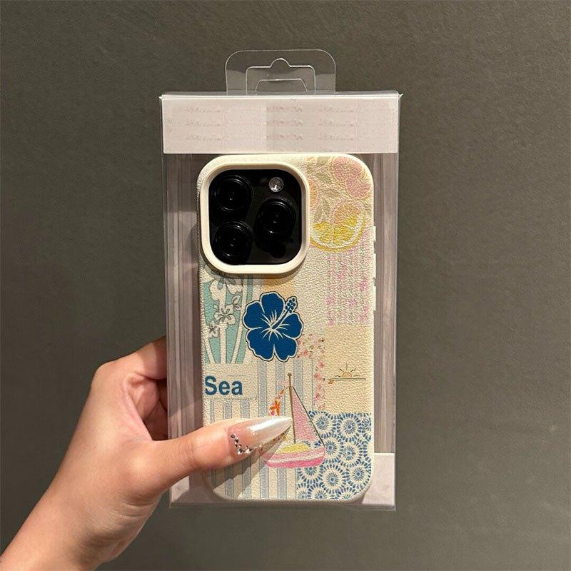 Phone Case - Fresh Seaside Collage Art Patterns Suitable for Iphone 16 Pro Max Cases, Compatible with Iphone 15 Pro Max/14/16 Plus/15/13 Pro/12/11. Easy TPU, Drop-Resistant, Stylish Protective Cover with High Aesthetic Appeal
