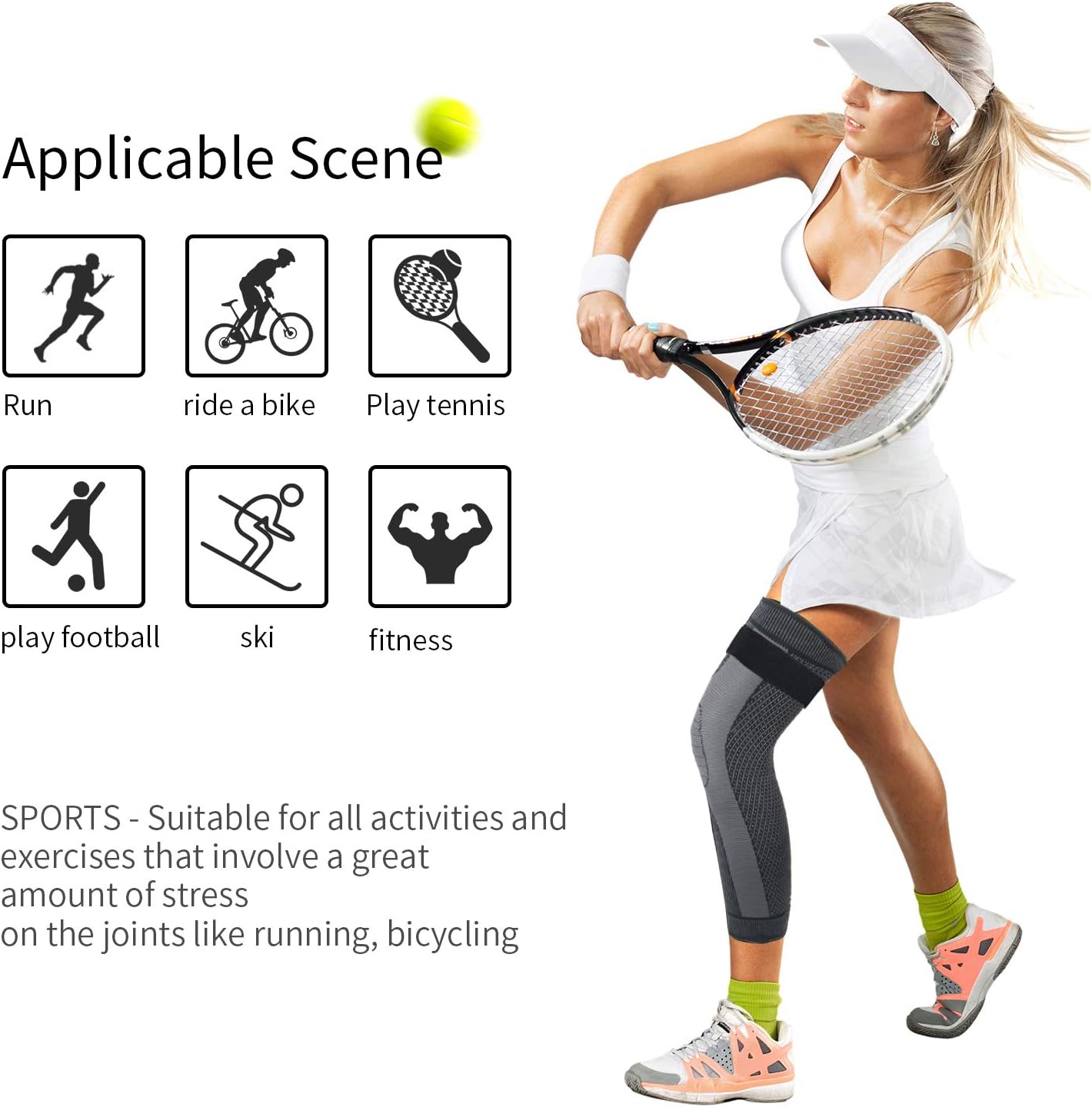 High-Elasticity Unisex Extended-Length Wrap Knee Brace,Breathable Knit Support Sleeve with Artemisia Warmth for Sports & Running,Adjustable Compression Strap for Basketball,Hiking,Joint Pain Relief