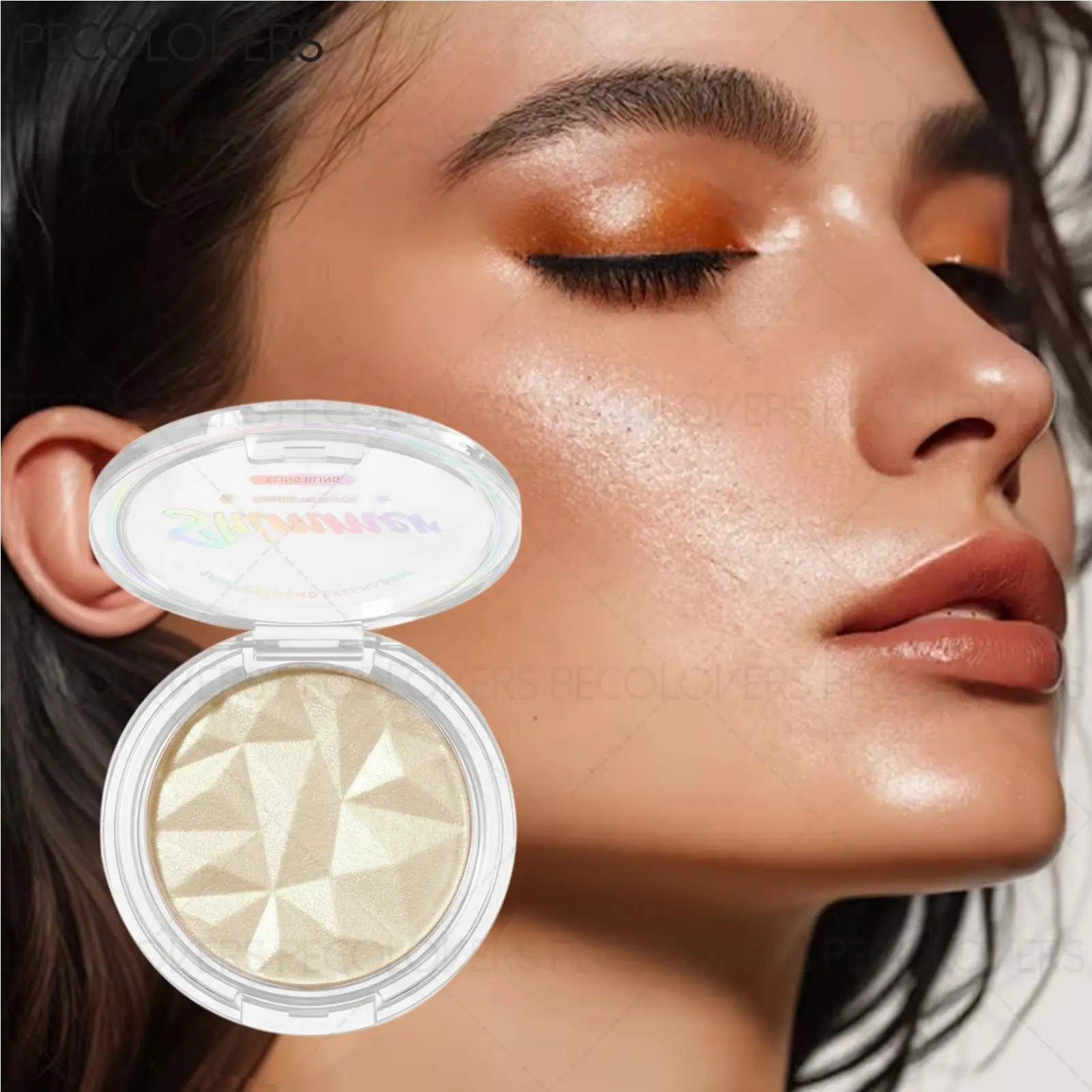 1PC Highlighter Powder- Shimmer & Glow for Natural Makeup, Easy to Blend, Perfect for Contouring & Face/Decolletage Illumination (Festival Ready)