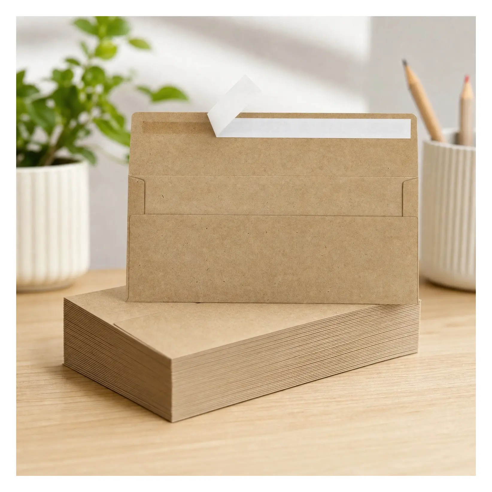 50Pcs #10 Kraft Envelopes Letter Size Windowless Self Seal Security - Premium Brown Kraft Business Envelopes for Office, Wedding, Invoices, Checks, 4-1/8 x 9-1/2 InchesGift