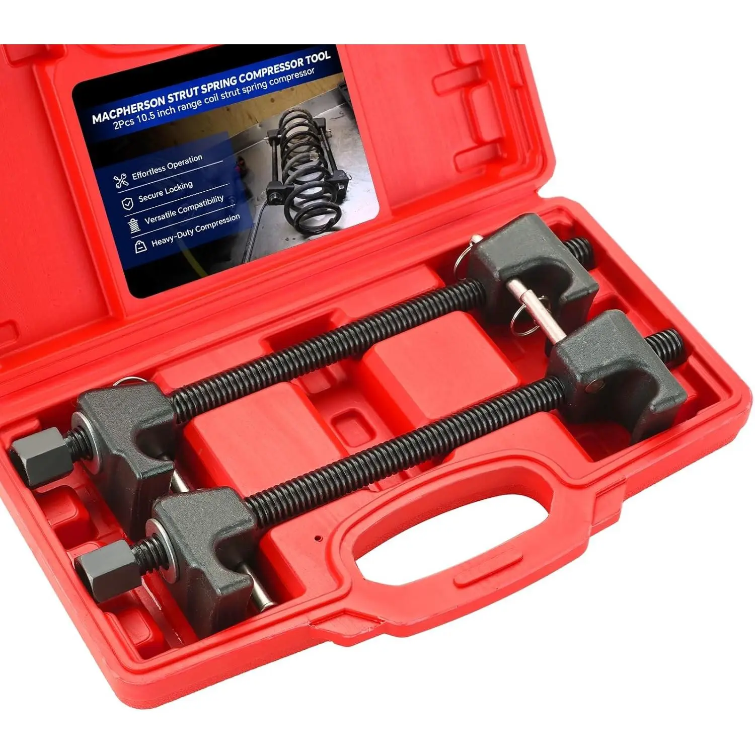 Macpherson Strut Spring Compressor Tool Kit 2PCS| Coil Spring Compressor with Detent Pins Spring Compressor with 10.5in Range for Suspension Work