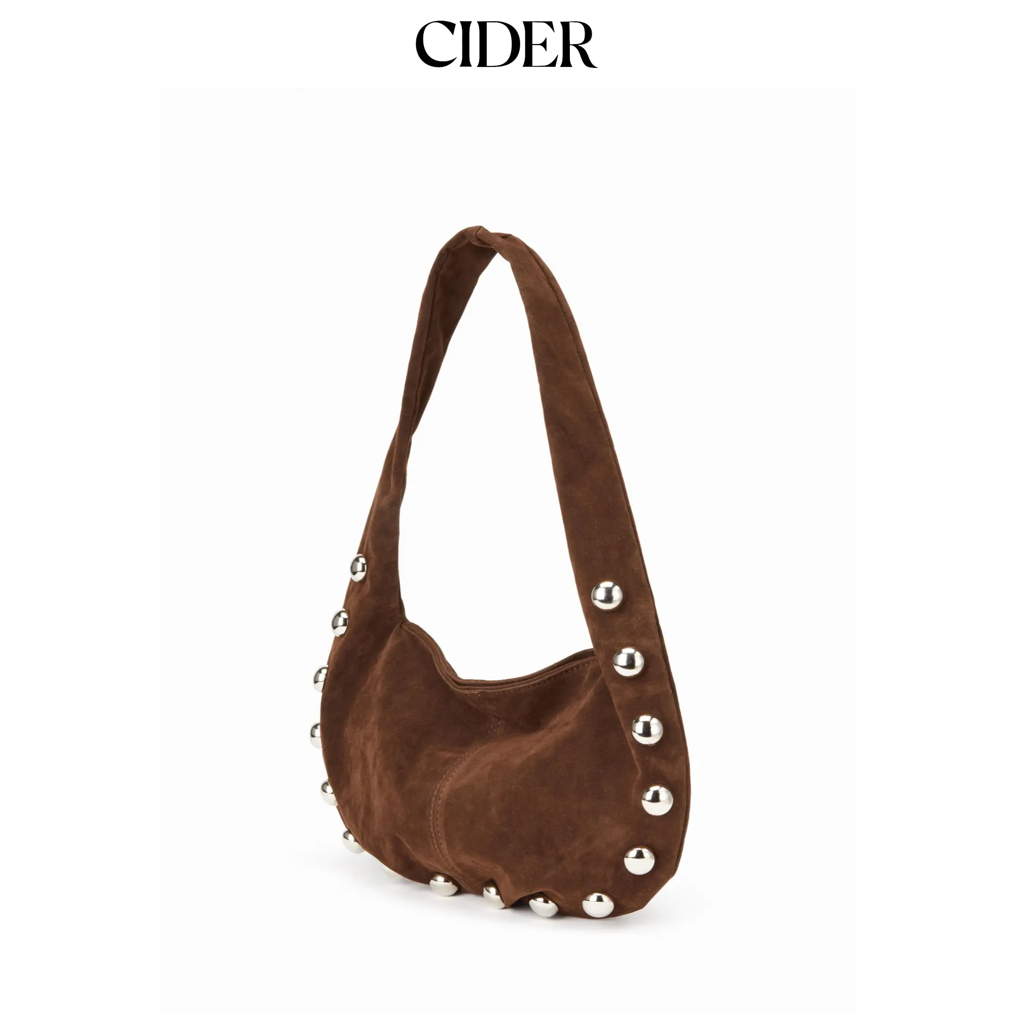 Cider STUDDED FAUX SUEDE SHOULDER BAG