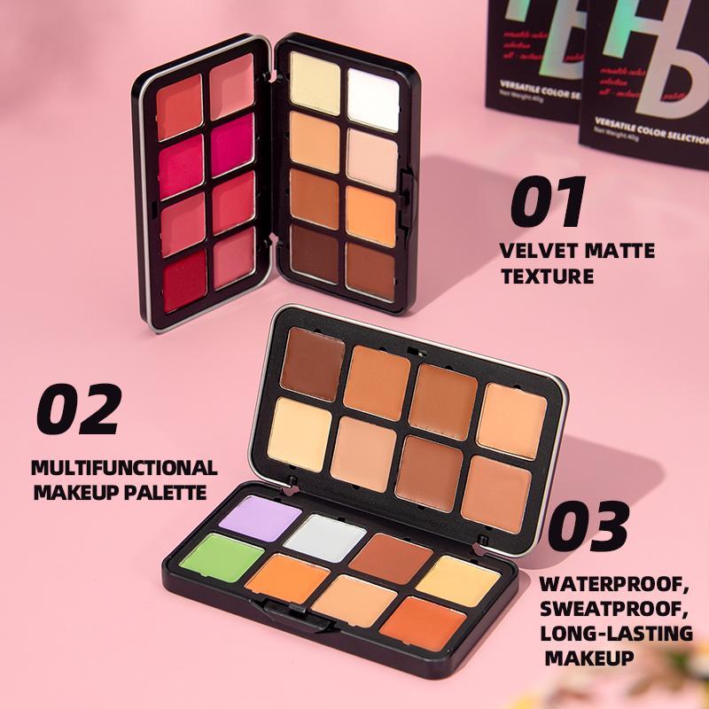 16-color powder blusher contouring concealer palette, matte highlighter multi-purpose rouge cream, long-lasting waterproof concealer palette, versatile use, Cosmetics Products