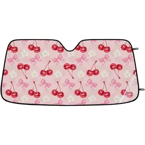 Sun Shade for  Windshield - Foldable  Sunshade Windshield for Front Window,Block UV Sun Visor for Fits SUV  55"x27.6" Automotive Accessories(Strawberry Cherry)