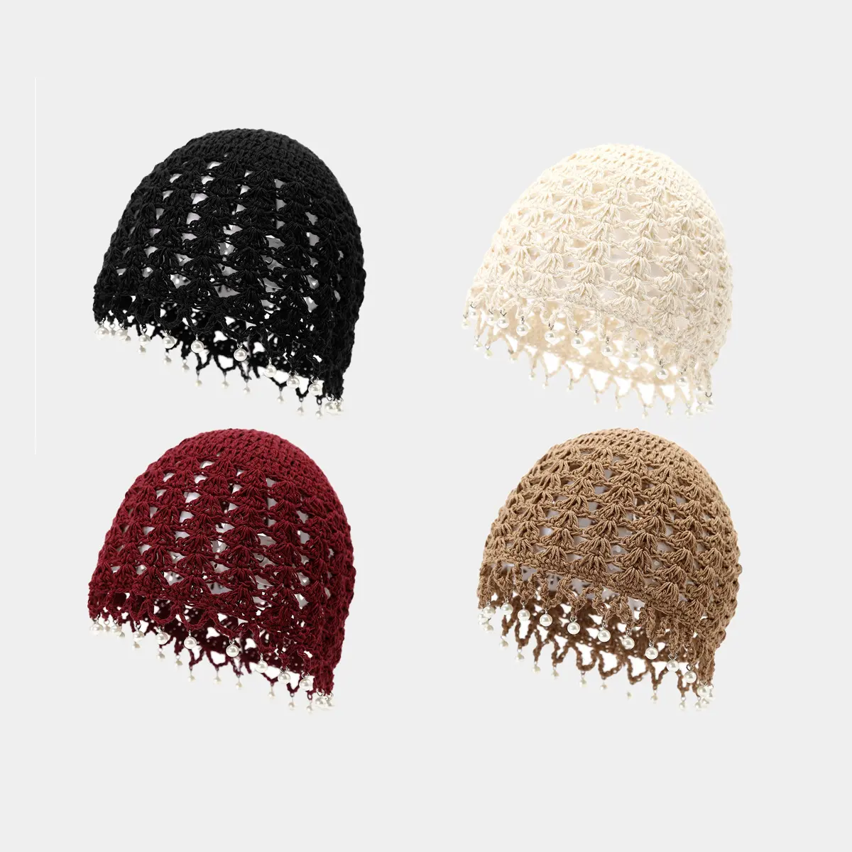Women's 2026 Handmade Hollow Floral Crochet Beanie - Ethnic Openwork Knit Hat with Adjustable Tie Straps, Decorative Tassels, Ultra-Light Breathability for Outdoor Sports, Beach Vacation, Mexican Fashion Accessories