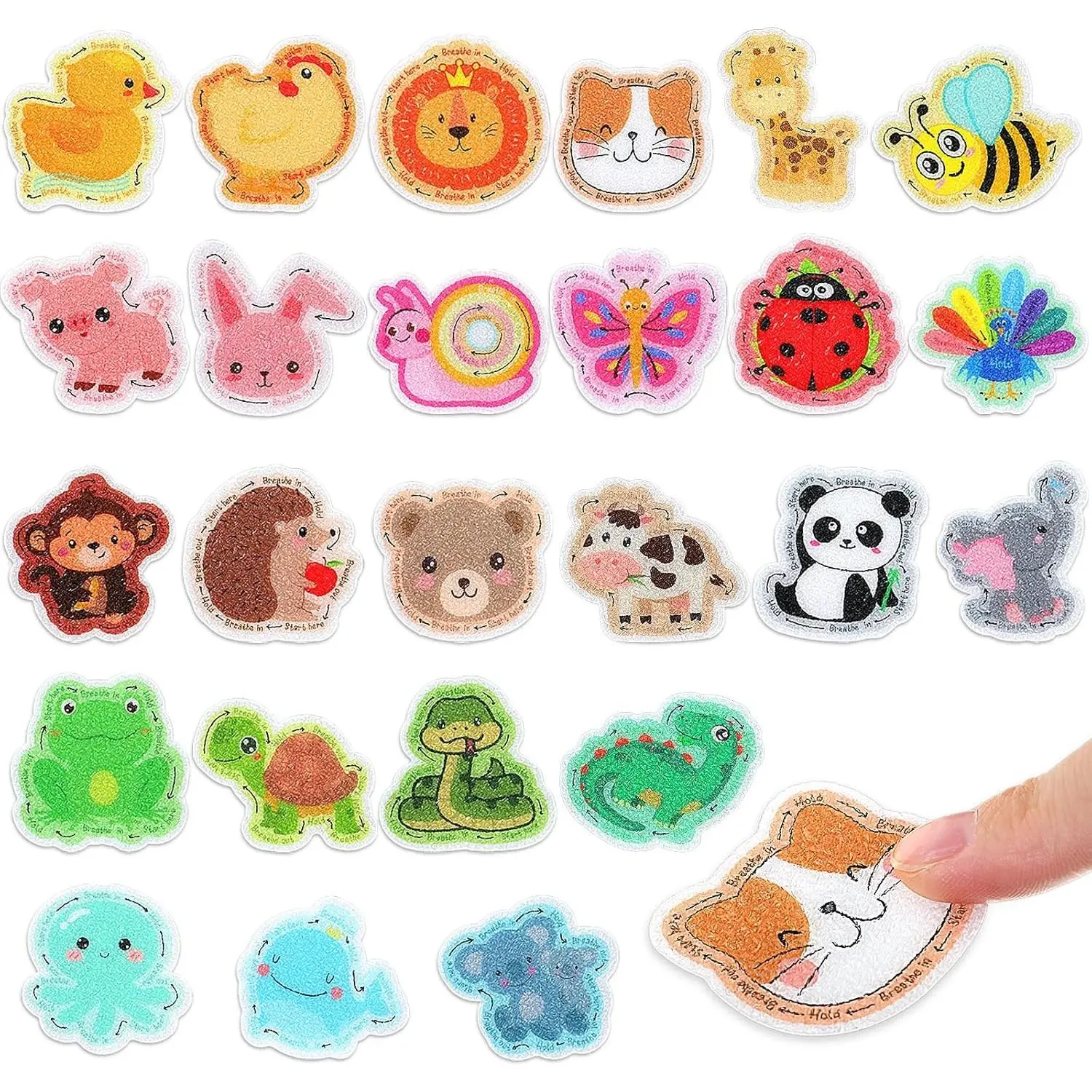 50 Pcs Anxiety Sensory Stickers Calm Stickers Reusable Sensory Strips Adhesive Textured Strips Toys Stress Anxiety Relief Items for Adult Teen Classroom Desk Office Fidget Supplies (Animals)